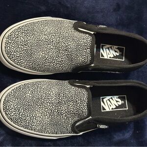Vans Black and White leopard Slip-On sneakers